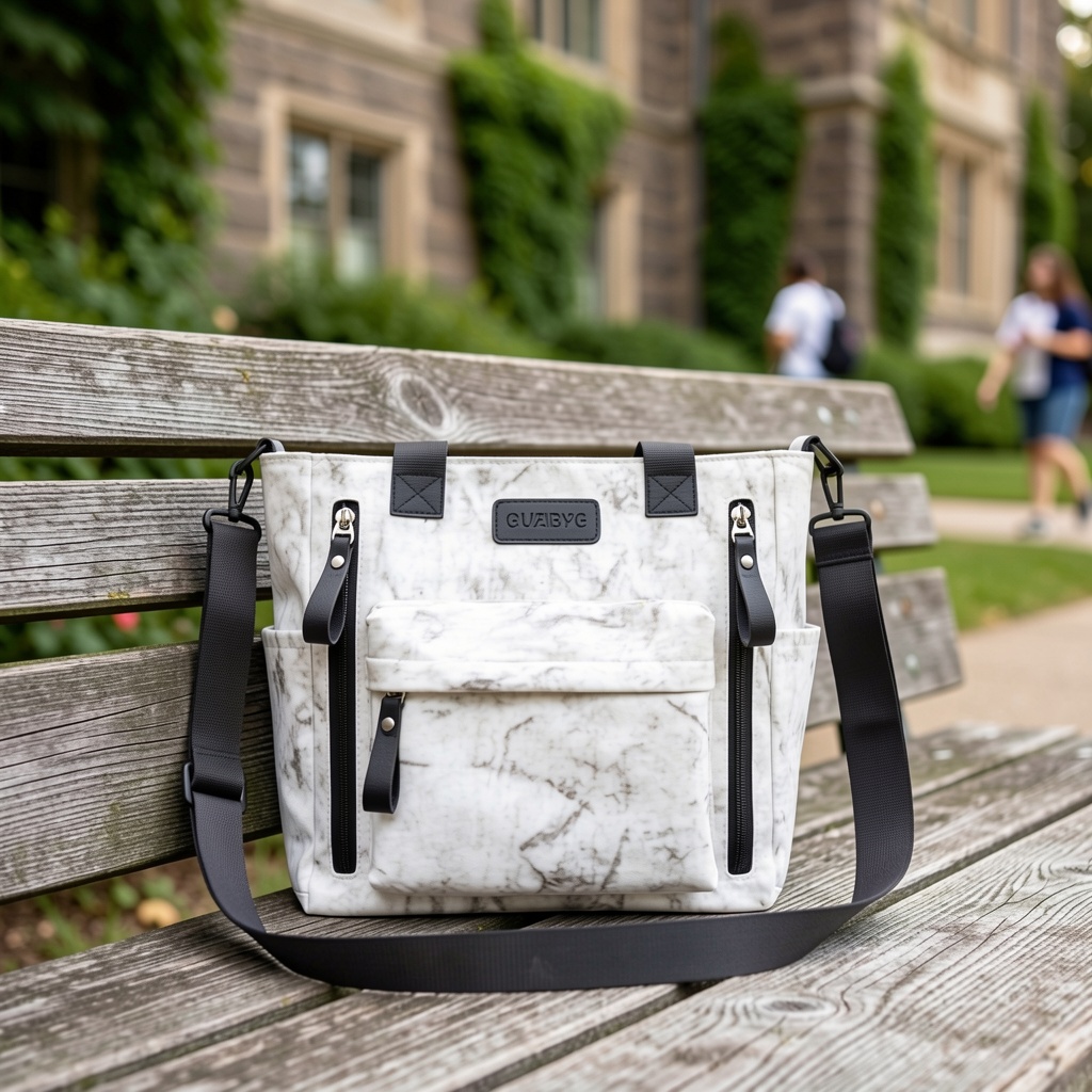 Fashionable Women's Marble-Pattern Tote Bag, Versatile Crossbody