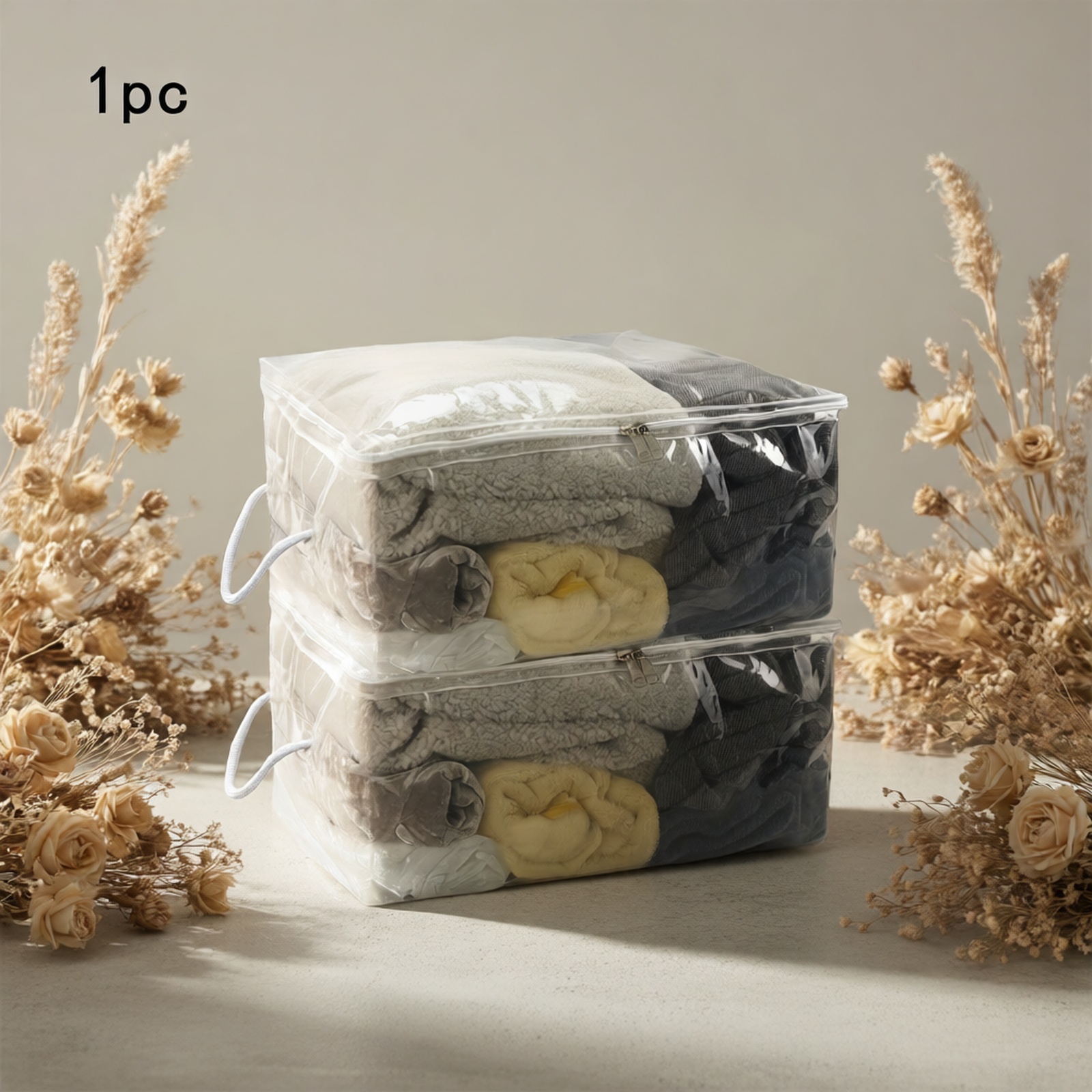 RIKOOI Transparent PVC Storage Bag with Zipper and Handle, Multiple Sizes