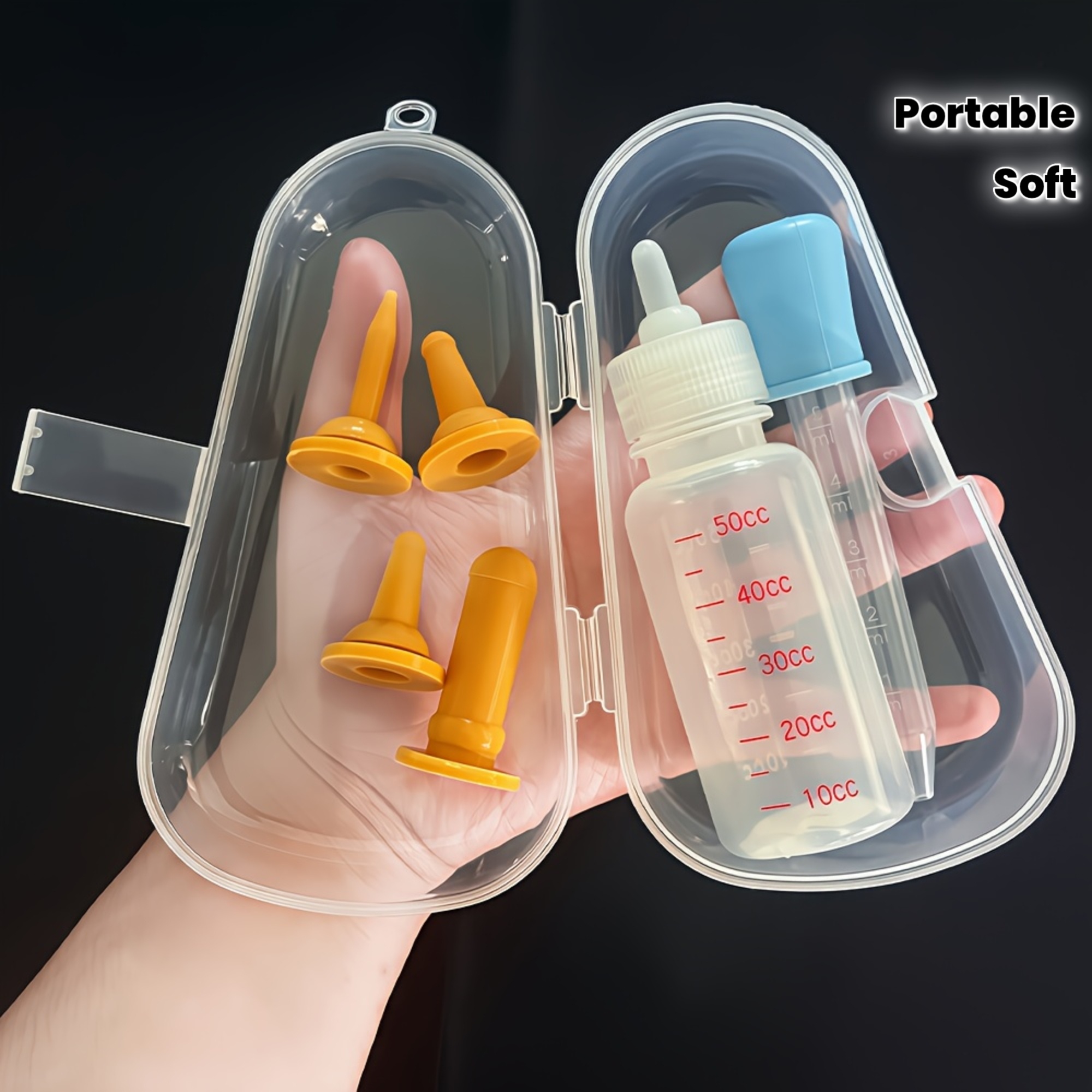 Newborn Kitten and Puppy Feeding Set - Soft Pet Feeding Bottle with Transparent Case, Clean and Portable