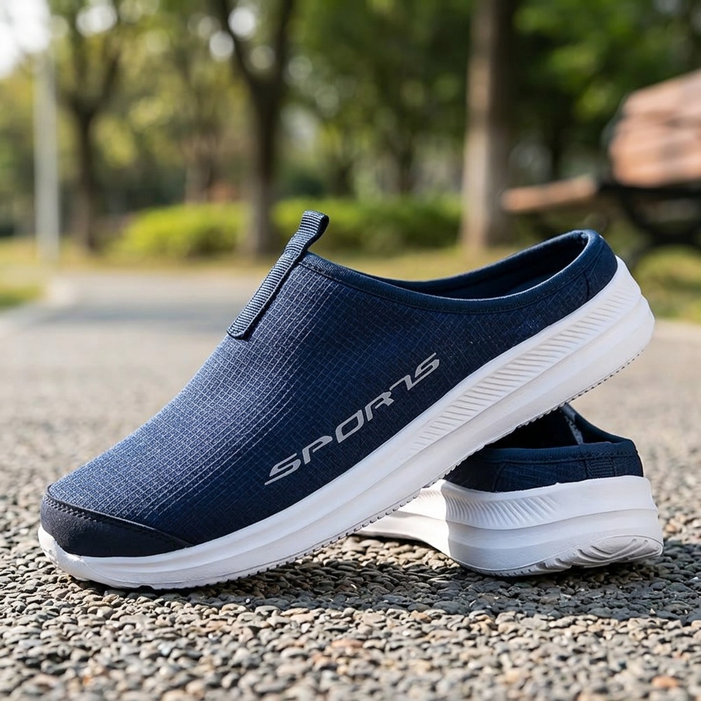 Men's Sporty Mules - Breathable Mesh Walking Shoes, Lightweight Athletic Half Slippers for Men - Casual Sneakers for Gym & Outdoor