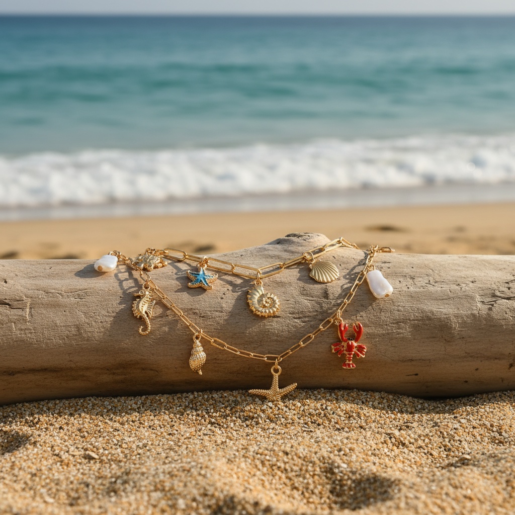 2pcs Beach Vacation Style Multi-Pendant Necklace