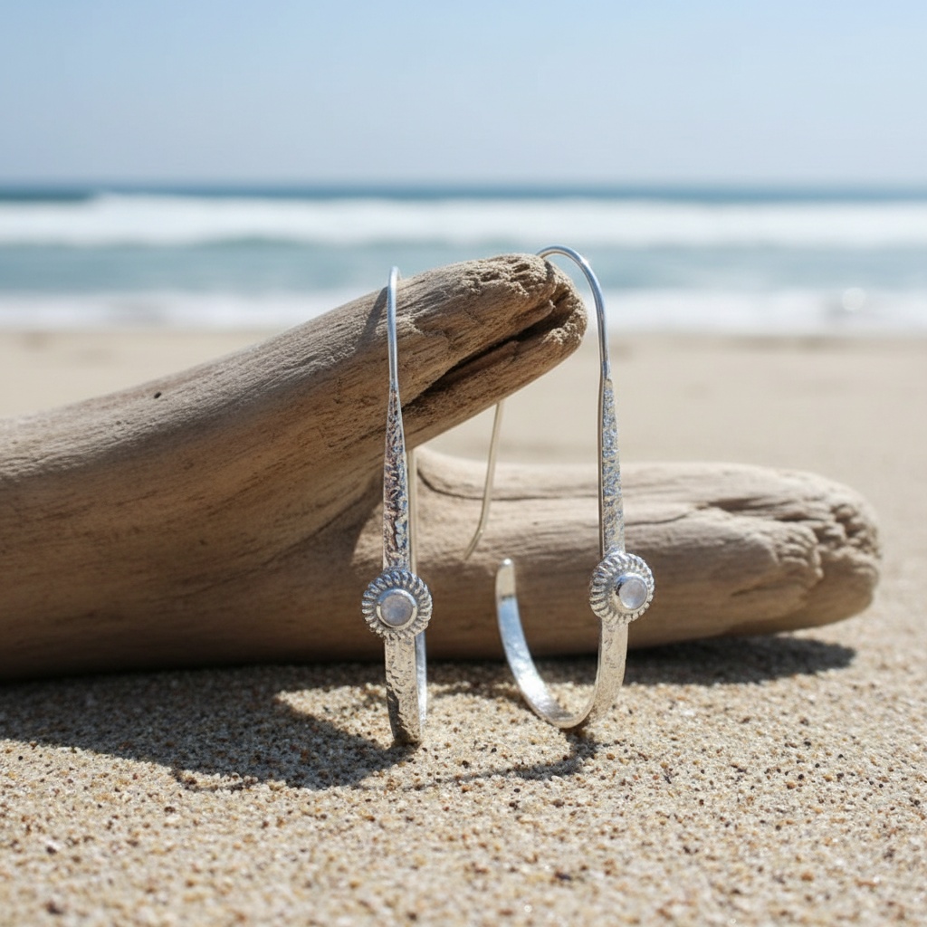 Dangle Hoop Earrings with Synthetic Moonstone for Brides