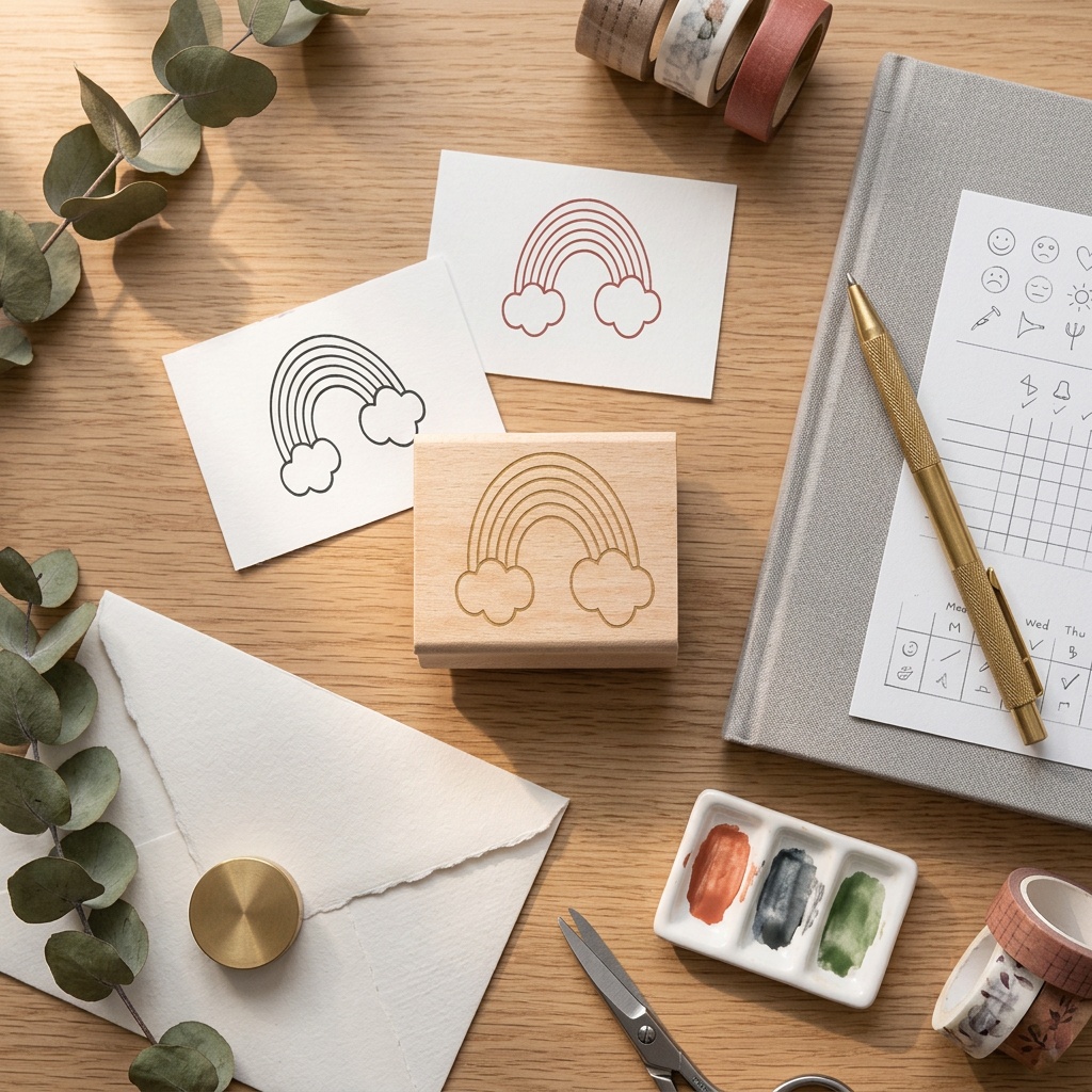 Wood Stamp for Journaling & DIY Crafts, Square Design