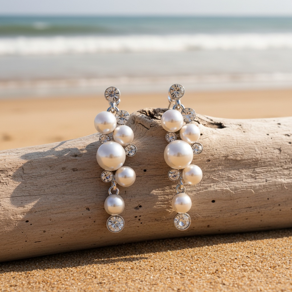 Women's Trendy Minimalist Beach Design Earrings, Stud & Drop