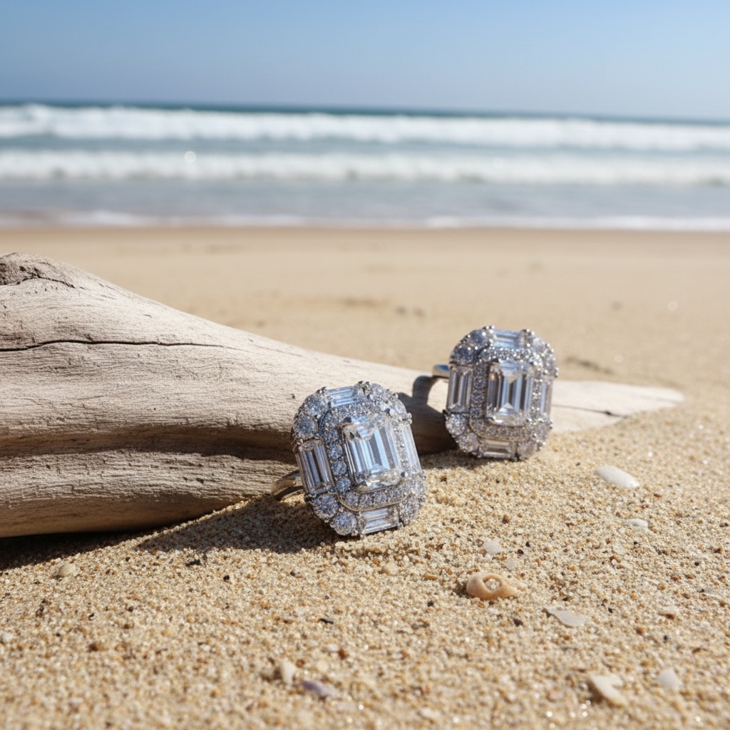 Elegant Zirconia Stud Earrings, Bridal & Anniversary Gift