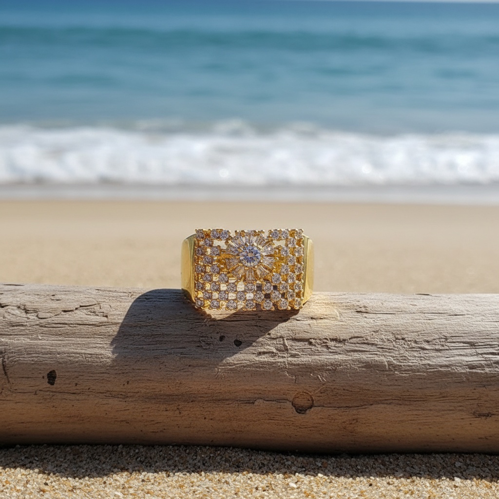 Luxury Full Pave Shiny Zirconia Flower Ring