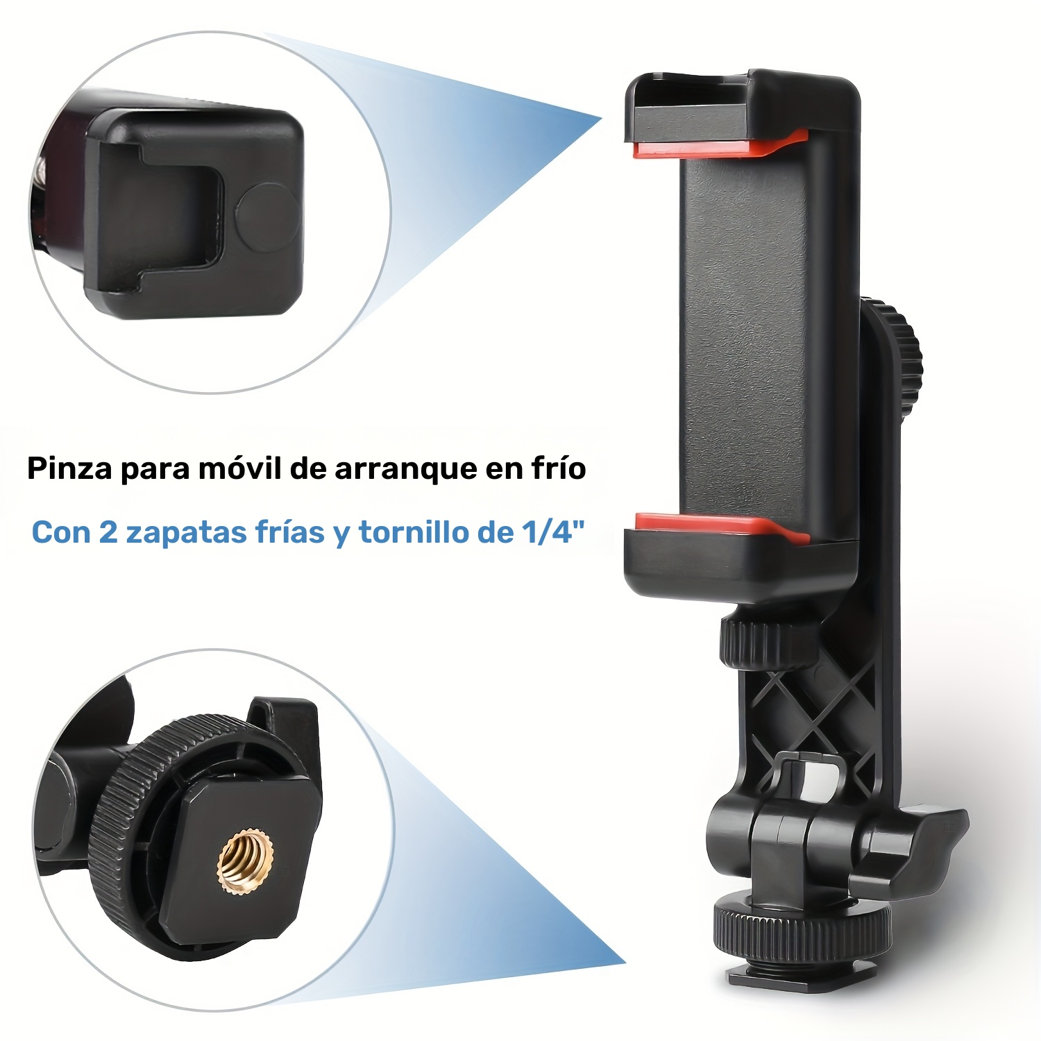 Adaptador de Montura para Trípode UEGOGO con Tornillo 1/4" y 2 Clips Frío, Rotación Ajustable 360", Construcción…