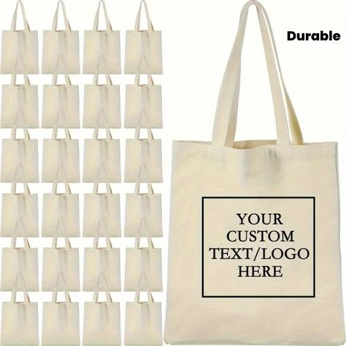 1 5 30 50 customizable tote bag reusable durable shopping bag with personalized text logo beige casual ladies tote bag bag ideal gift for occasions simple and elegant large capacity order