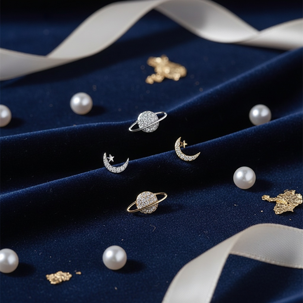 Pair of Star Zirconia Asymmetrical Stud Earrings