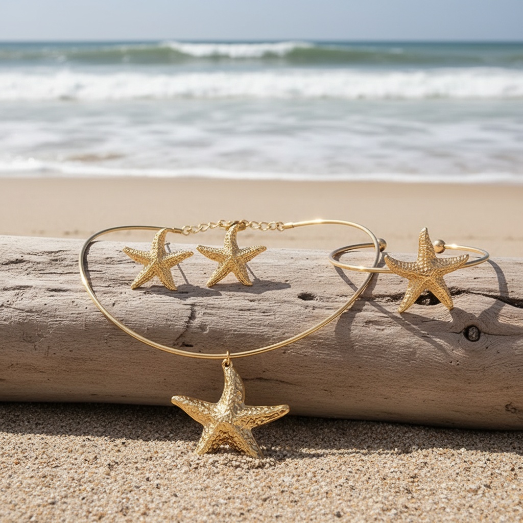 4pcs Minimalist Vacation Jewelry Set with Starfish Design