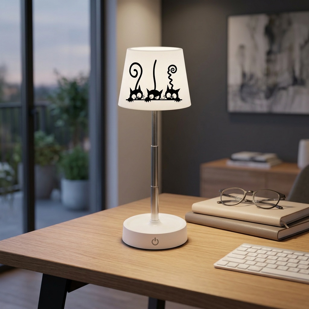 Rechargeable Desk Lamp with Cat Pattern