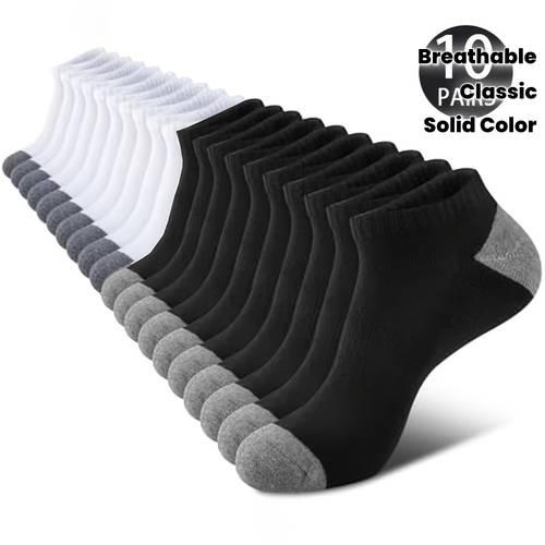 10 pairs of mens breathable mesh sports socks moisture wicking elastic pocket classic solid for and outdoor activities machine washable socks suit