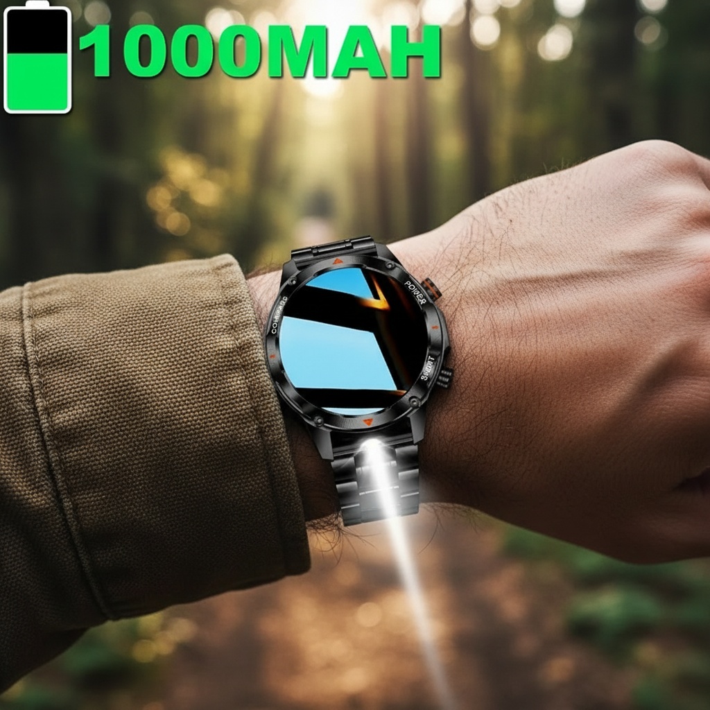 Men's Sports Smartwatch with LED Flashlight & Multiple Watch Faces