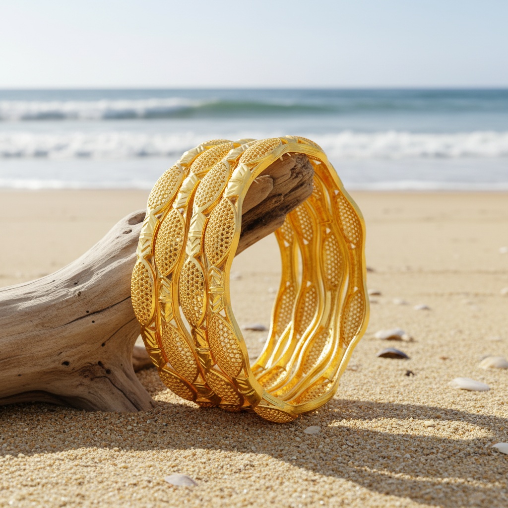 2pcs Golden Openwork Bracelets, Elegant Luxury Design