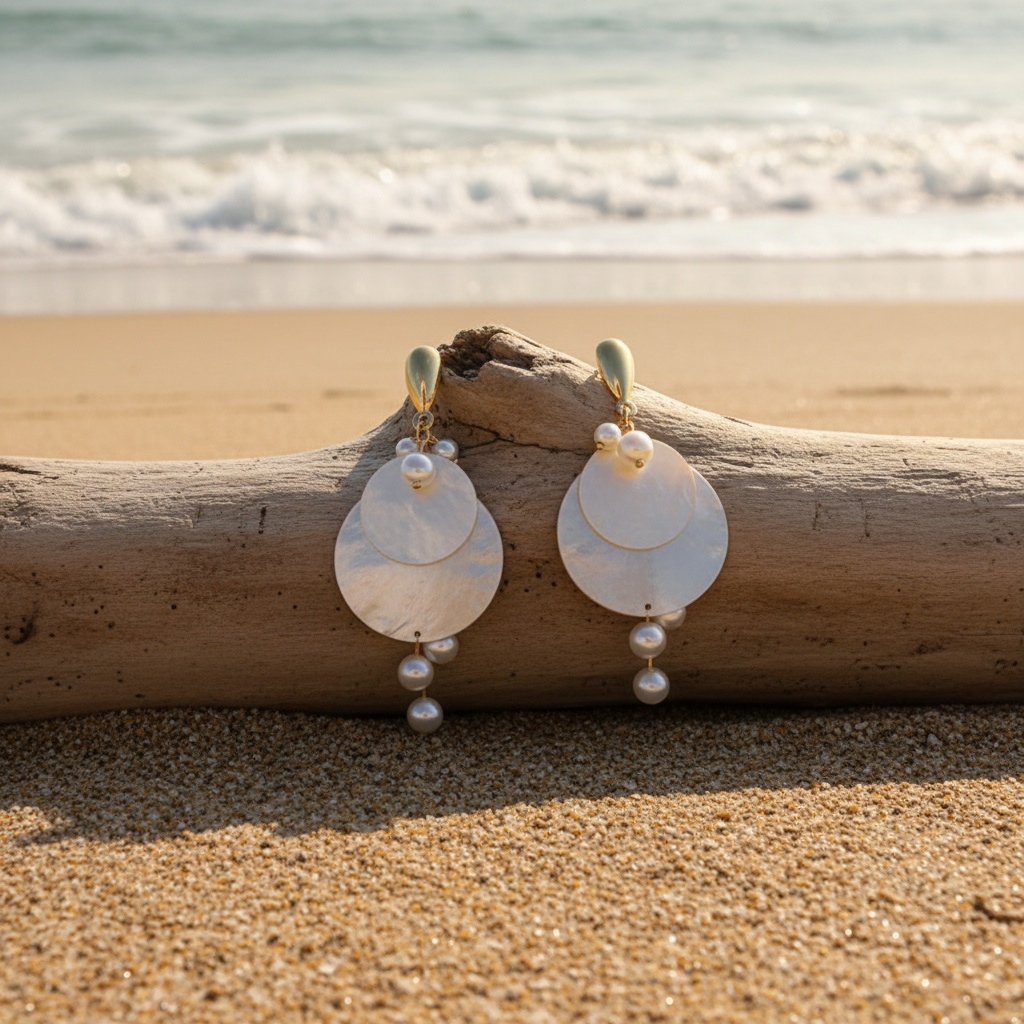 Exaggerated Geometric Water Drop Tassel Imitation Pearl Earrings