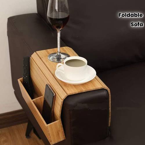 vintage bamboo armrest sofa tray with cup holder foldable contemporary style hand wash no for dining relaxation dining table accessory minimalist decor natural texture