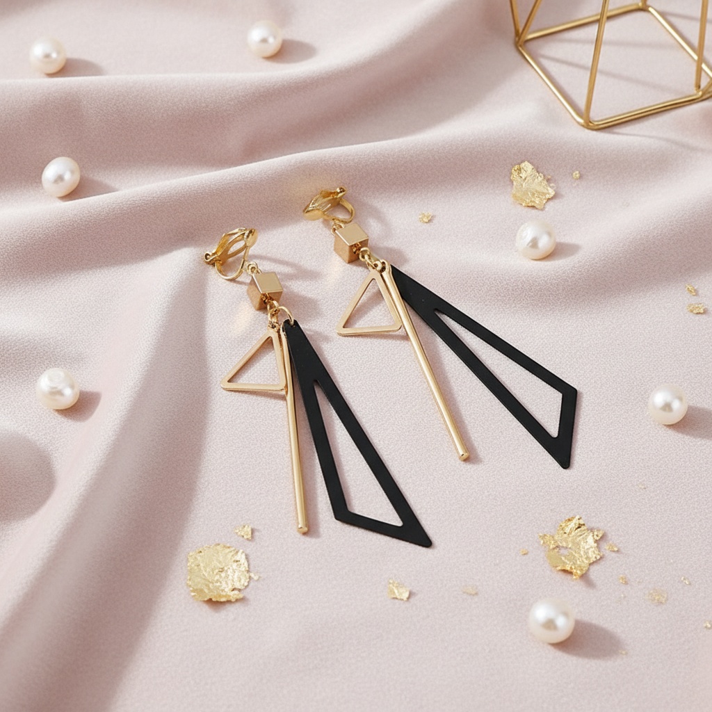 Retro Exquisite Colorful Triangle Non-Pierced Earrings