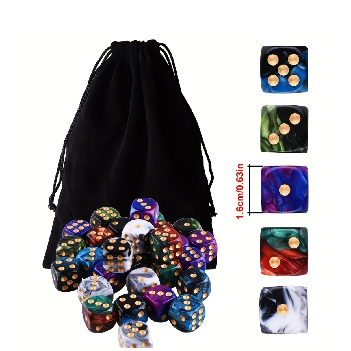 50pcs 6 Sided Game Dice Set with Two Tone Colors