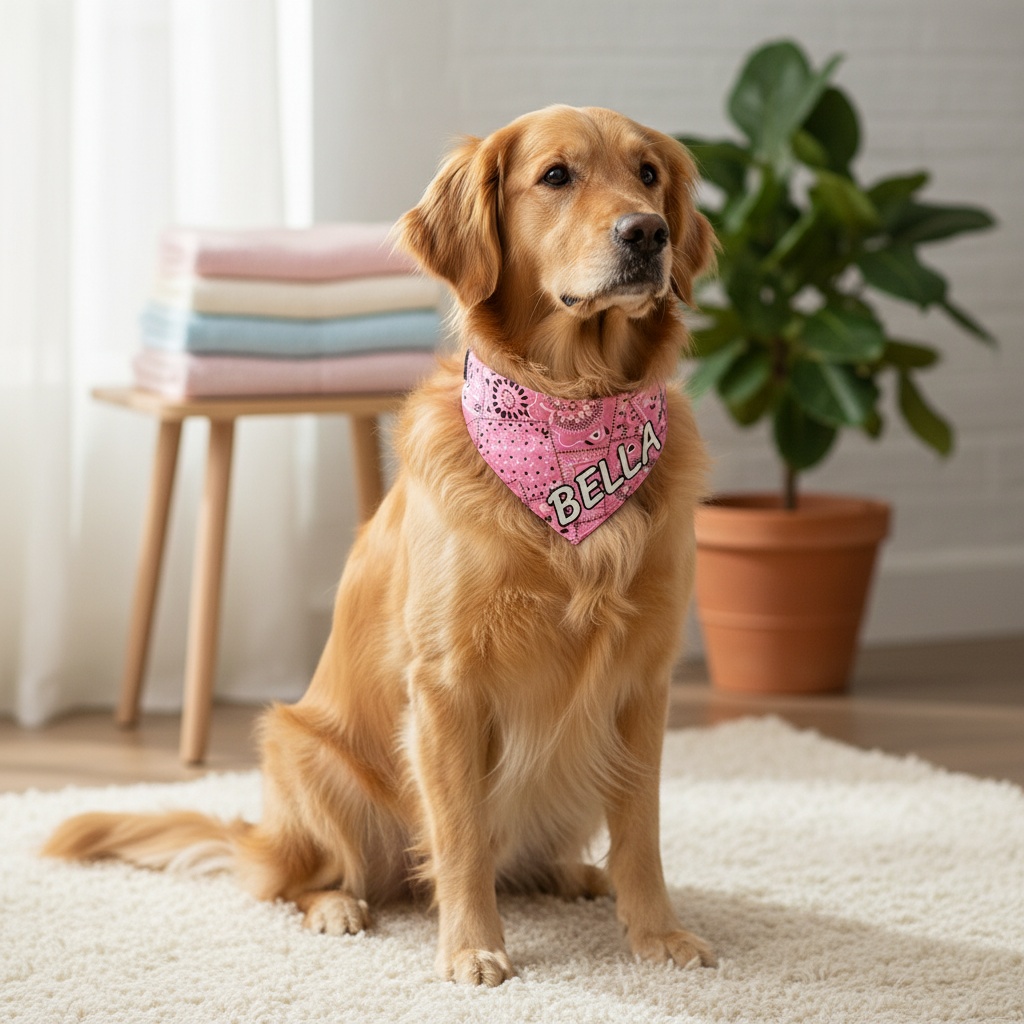 Custom Stylish Print Dog Bandana, Personalized Adjustable Dog Collar Pet Saliva Towel Dog Costume Necklace for and Medium Sized Dogs for Stocking Stuffers, Ideal Gift for Pets