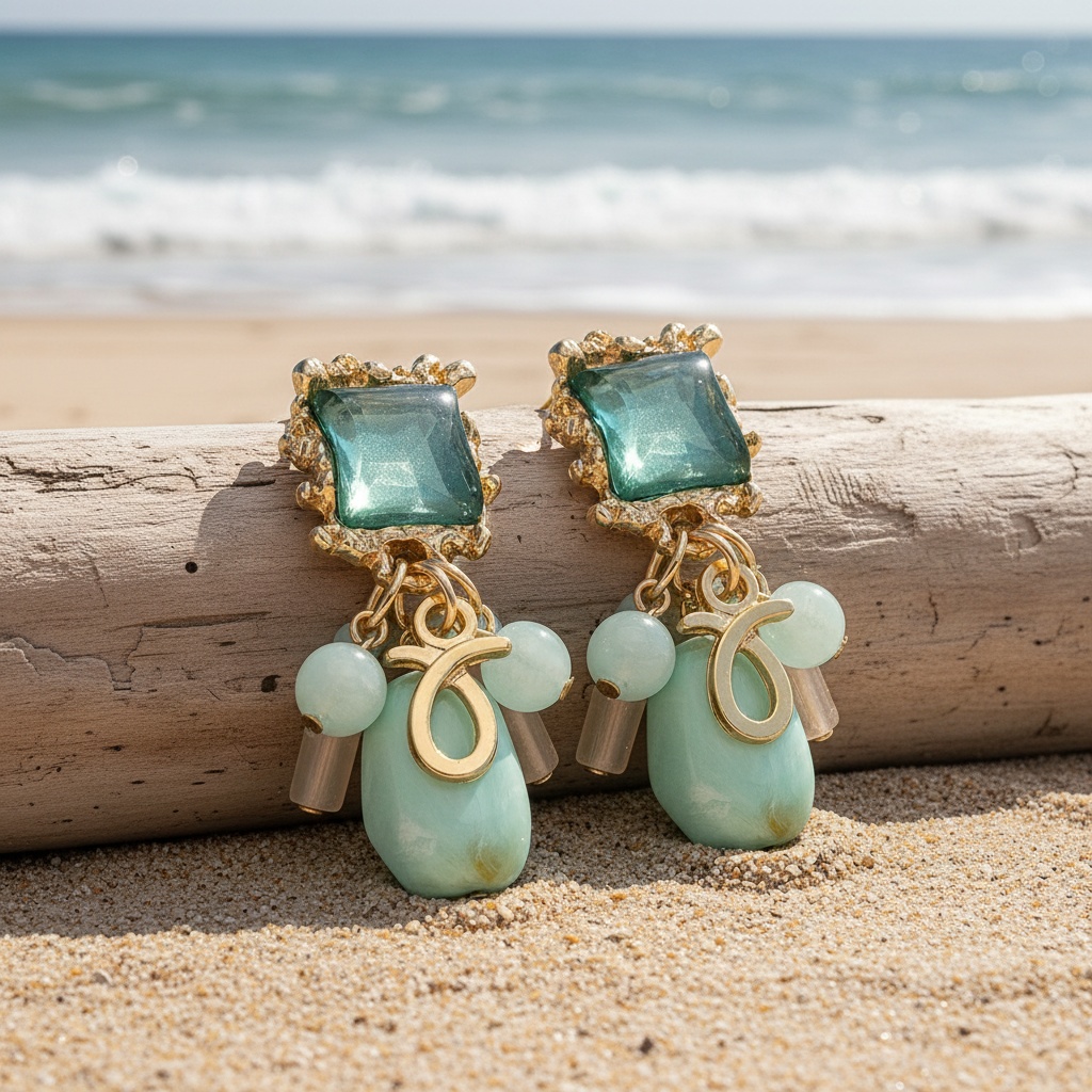 Elegant Retro Resin Beaded Clip-On Earrings for Women, Versatile