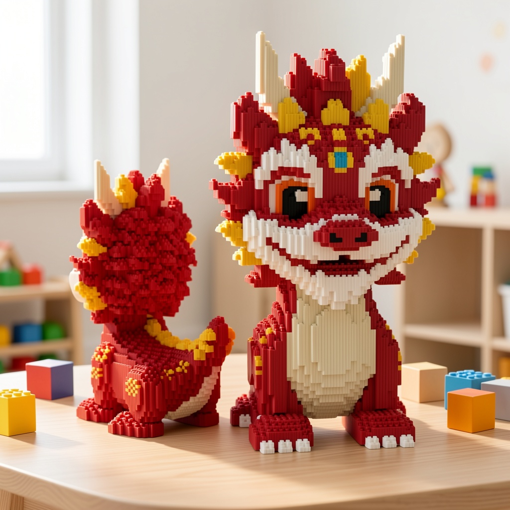 1050pcs Flame Dragon Assembly Block Model Set