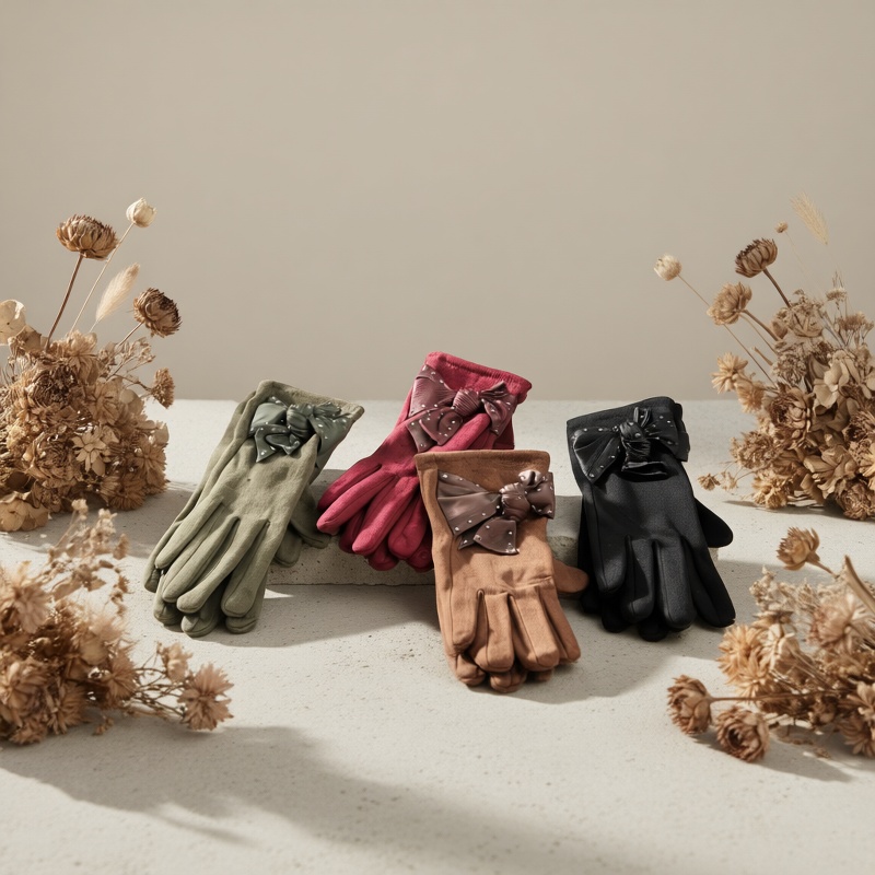 Bow Decor Thermal Gloves, Soft Warm Winter Gloves for Commuting
