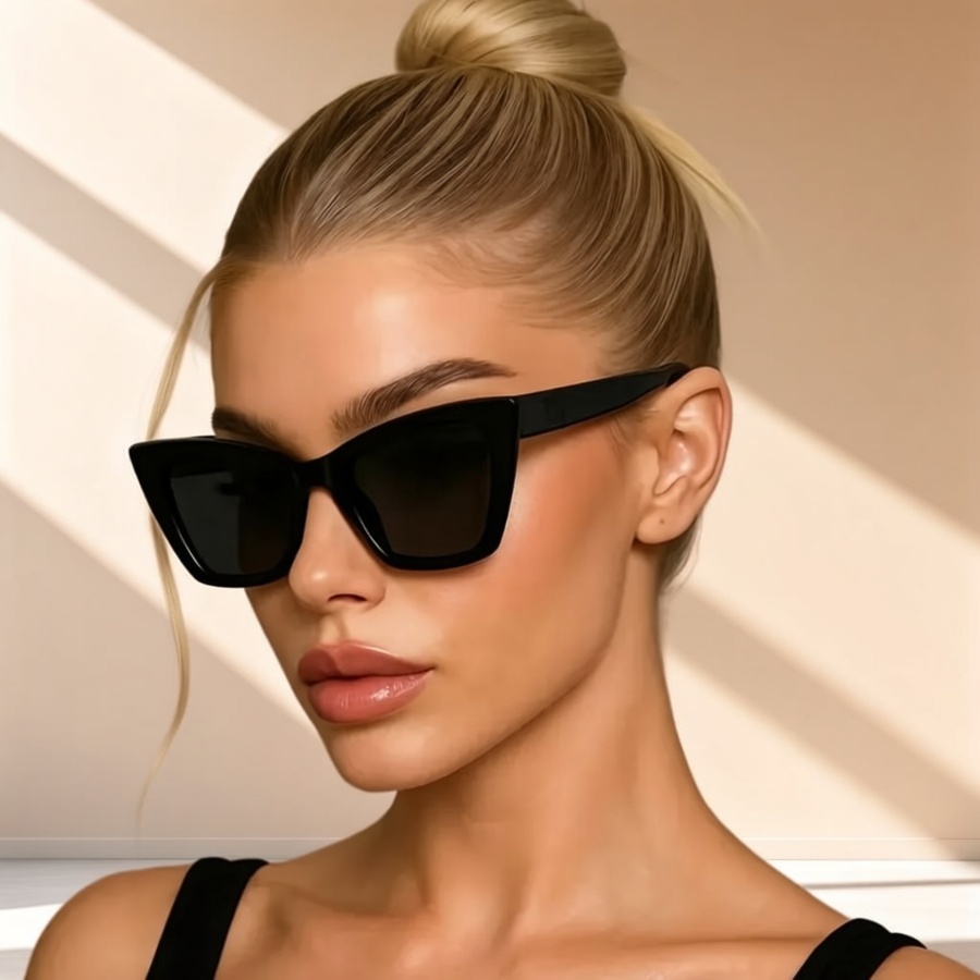 Vintage Punk Black Cat-Eye Glasses, Stylish Retro Decorative Eyewear for Women, Unique And Durable PC Glasses, Perfect for Parties And Back-To-School Season