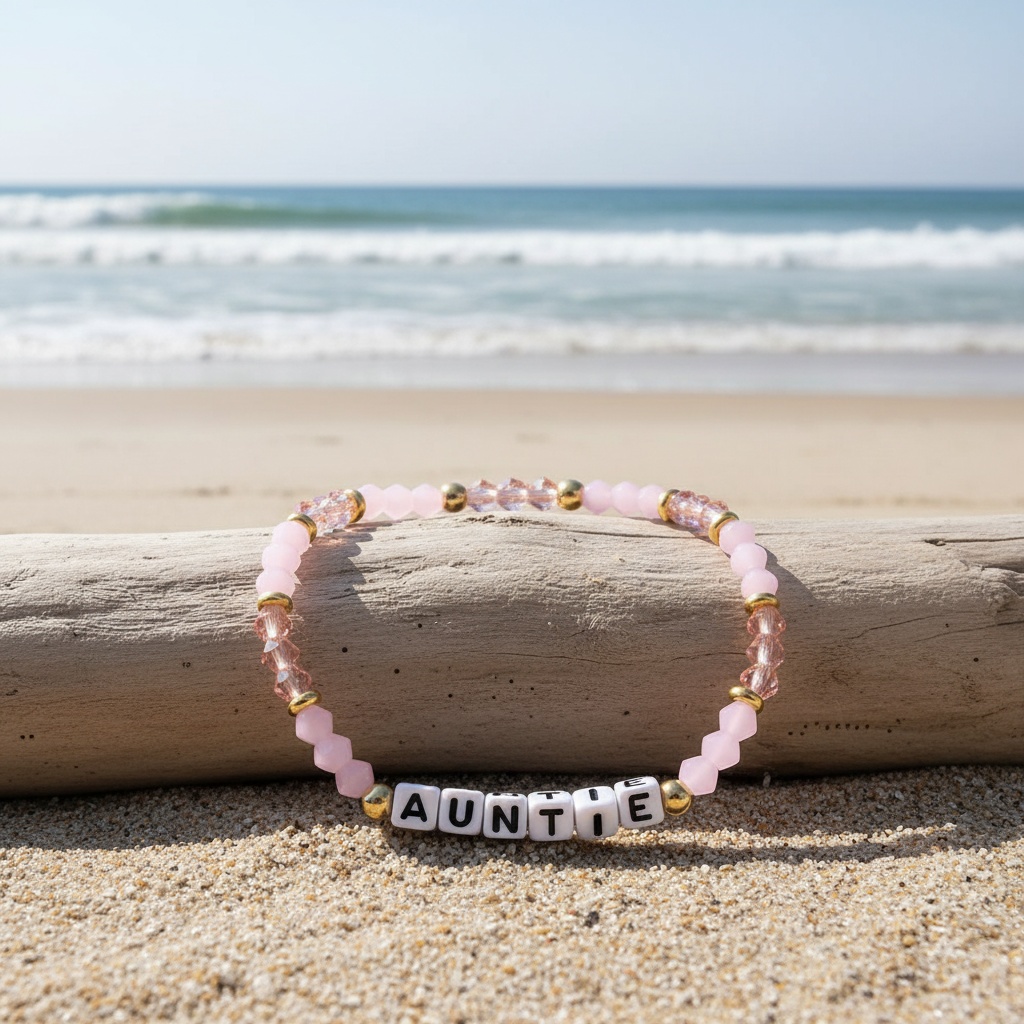 Elegant Bracelet with Pink Diamond-Shaped Beads, Auntie Gift