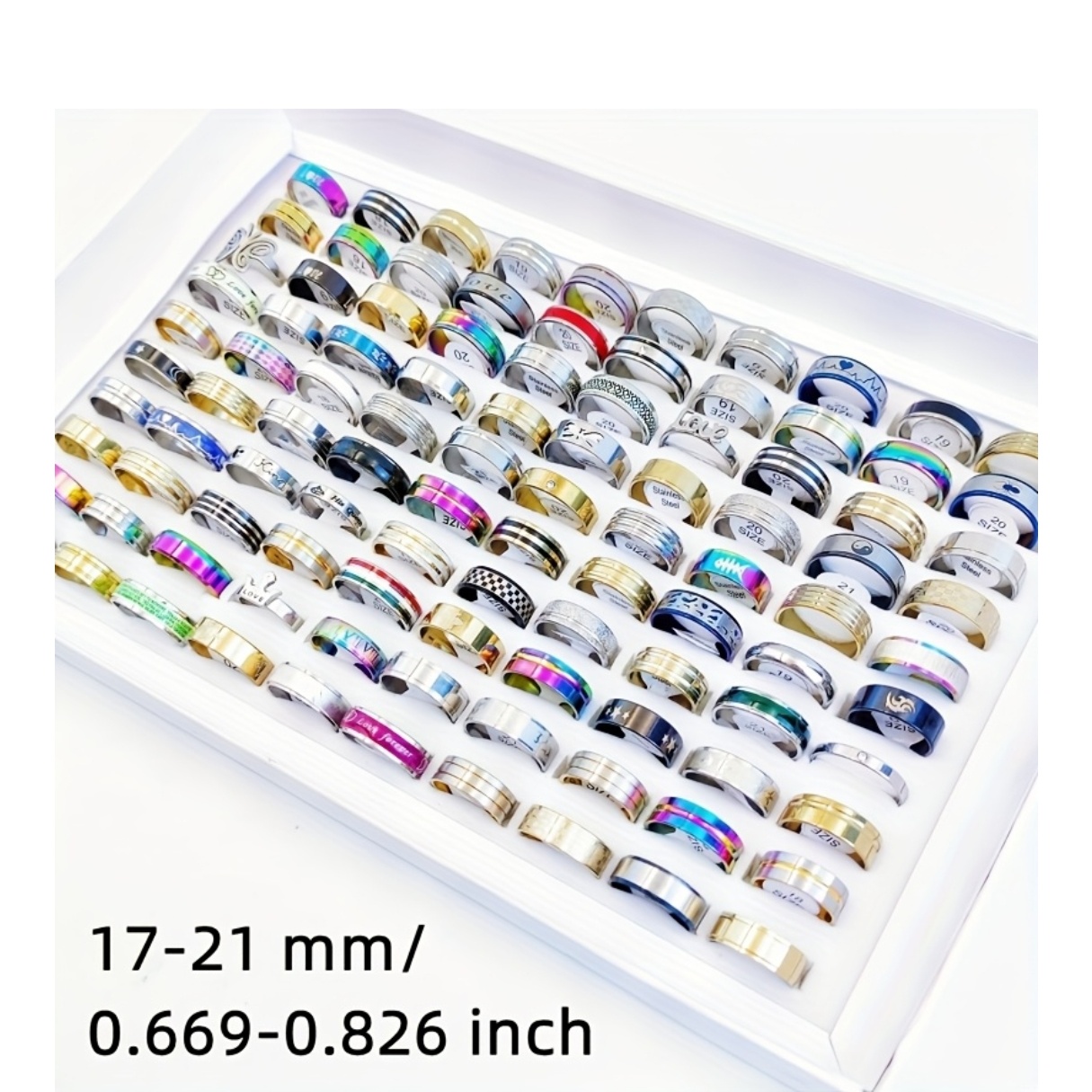 Wholesale 20pcs Stainless Steel Stripe Rings Set