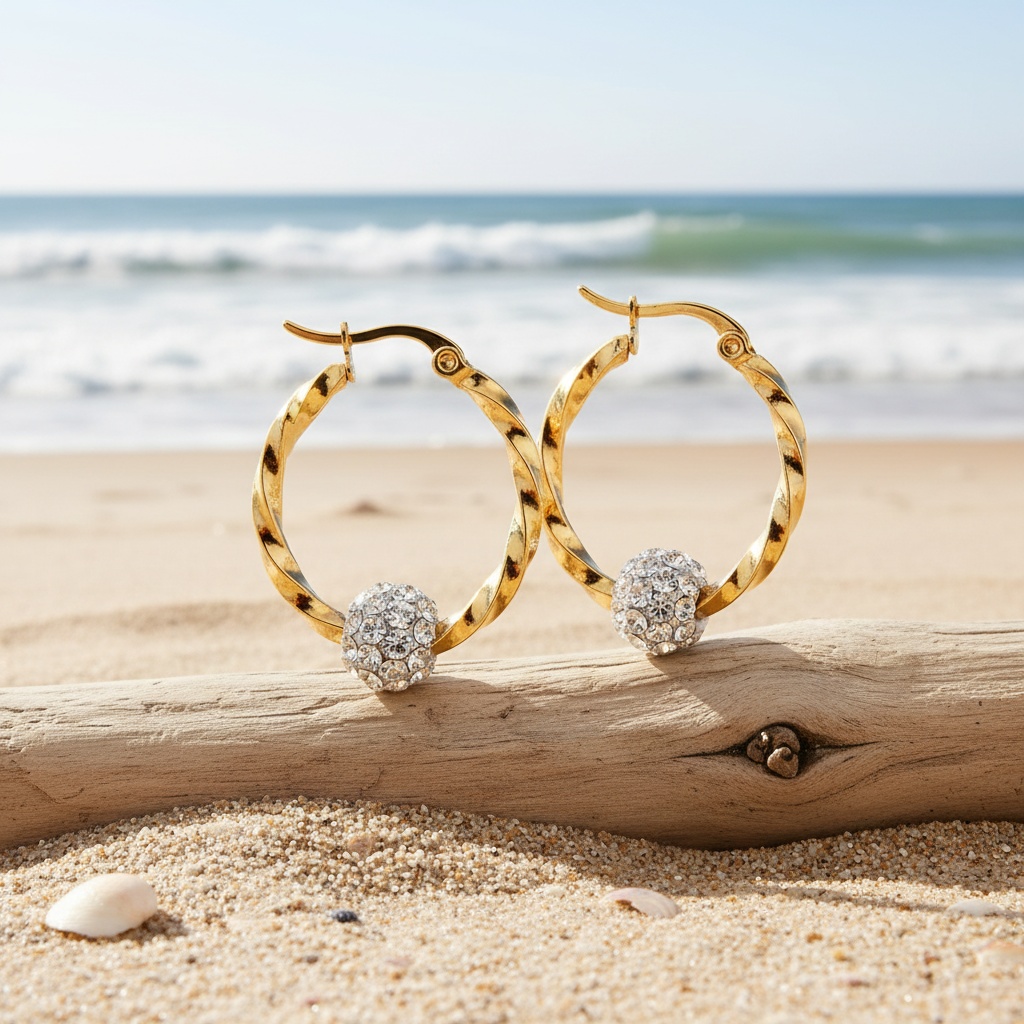 Women's 18K Gold-Plated Stainless Steel Hoop Earrings