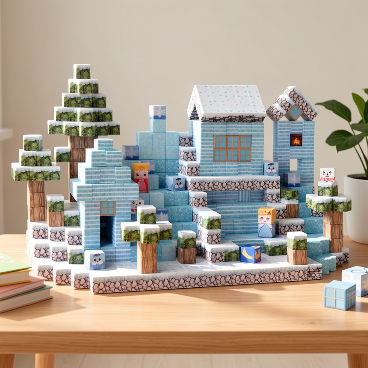 100pcs Snow-Themed Magnetic Building Blocks for Creative Construction