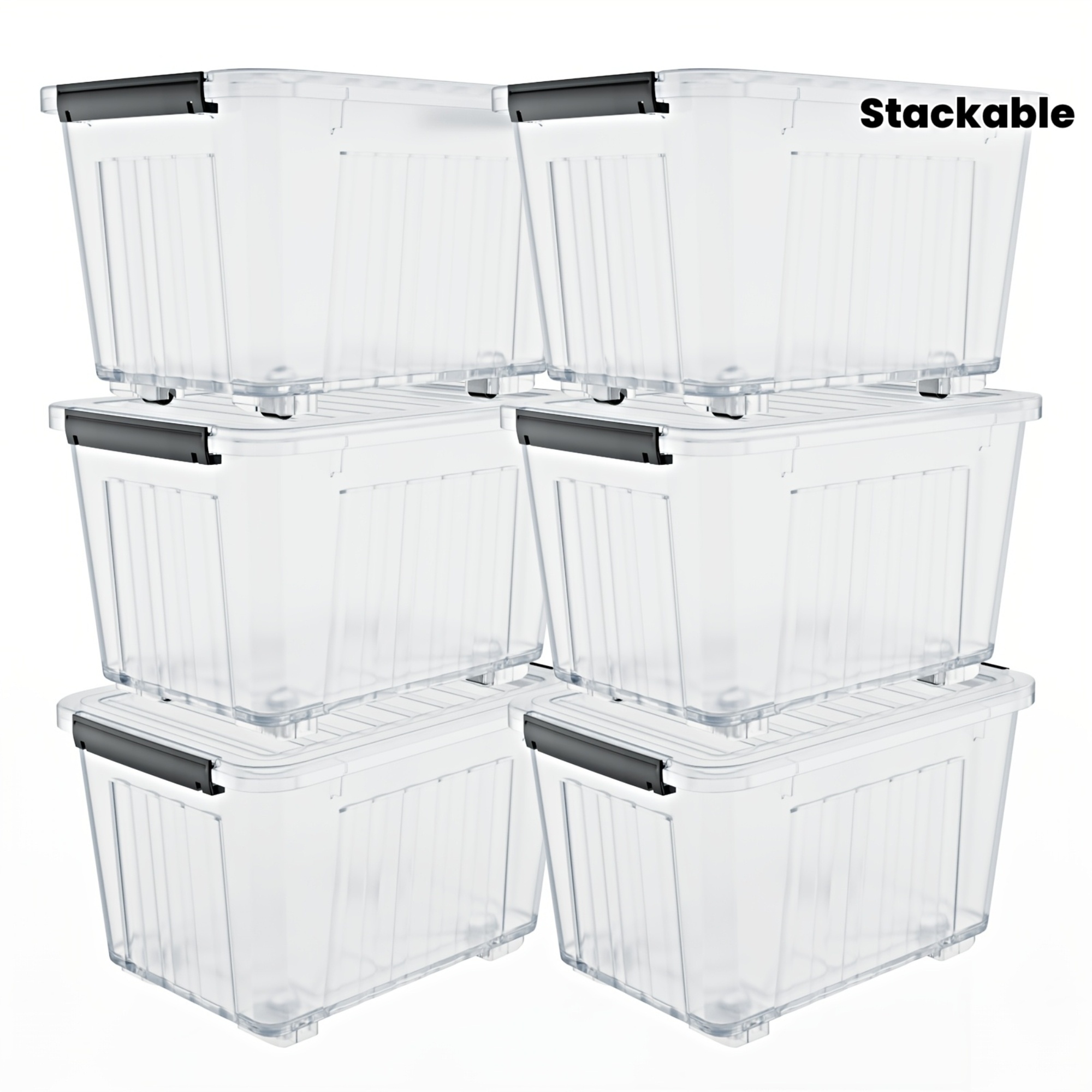 4/6 Pack of Storage Boxes with Lids And Wheels, 72 And 97 Quarts Capacity, Ideal for Storing Various Household Items, Stackable, Available in Three Colors