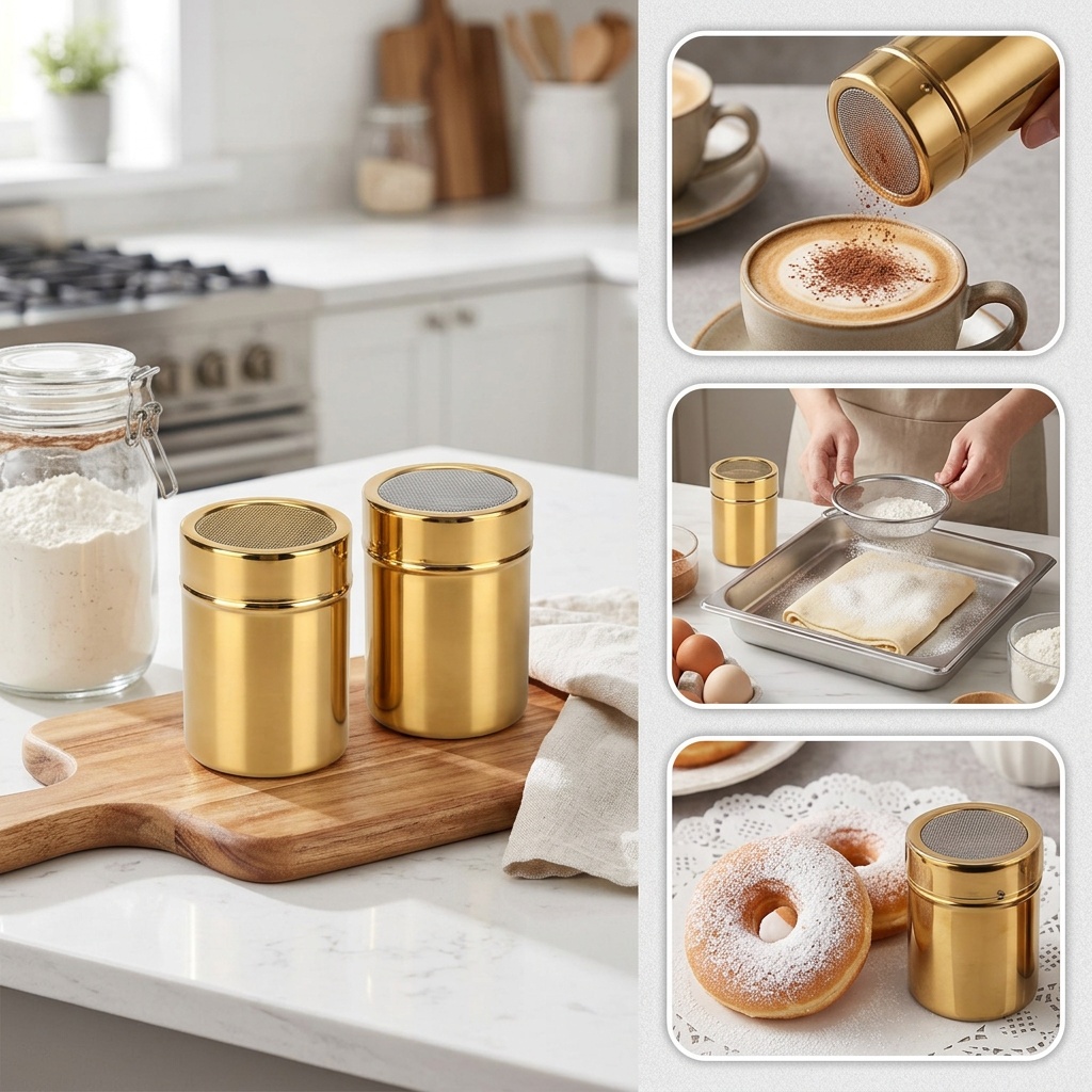 2pcs Powdered Sugar Shaker Duster with Lid