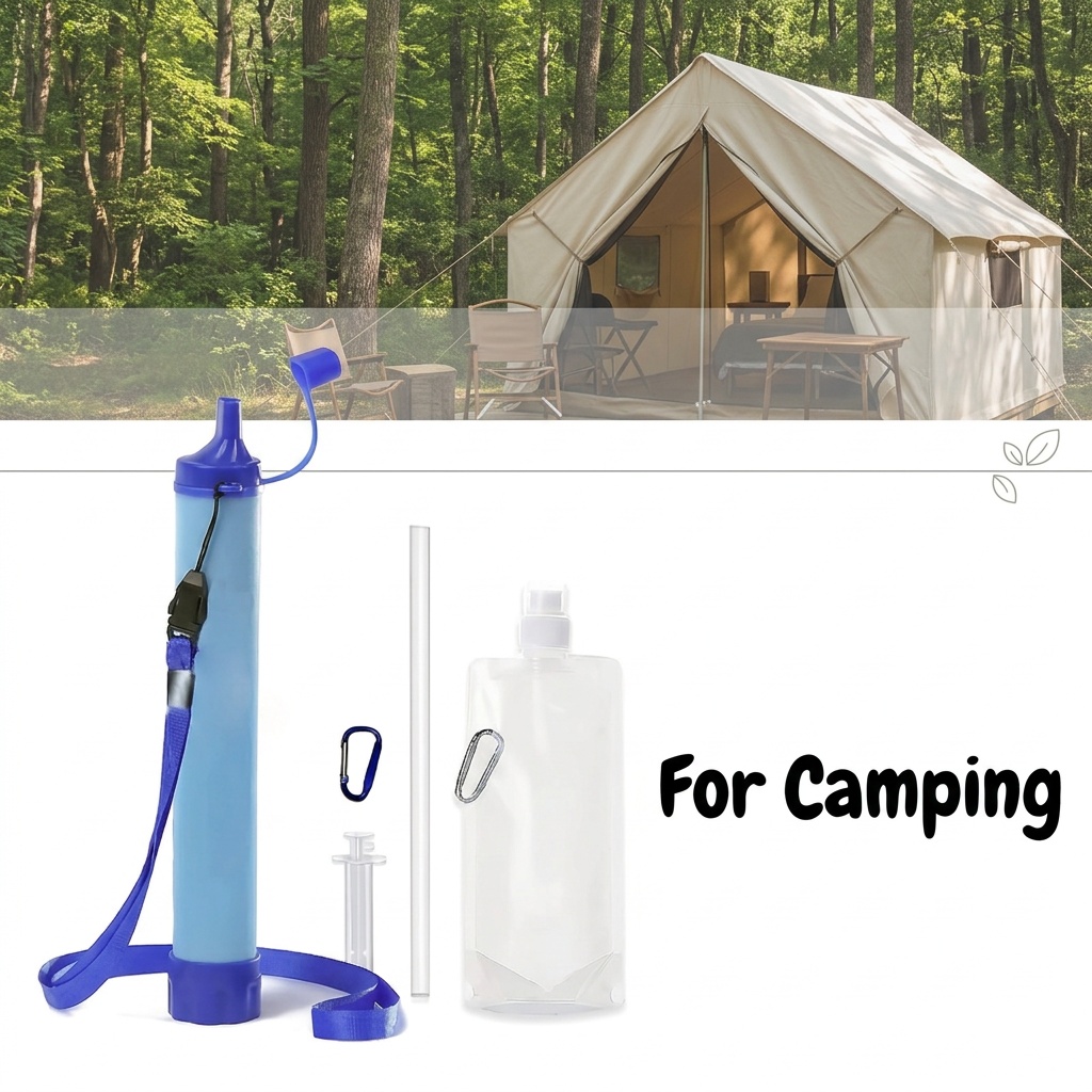 Gravity Water Filter Straw for Camping & Emergency