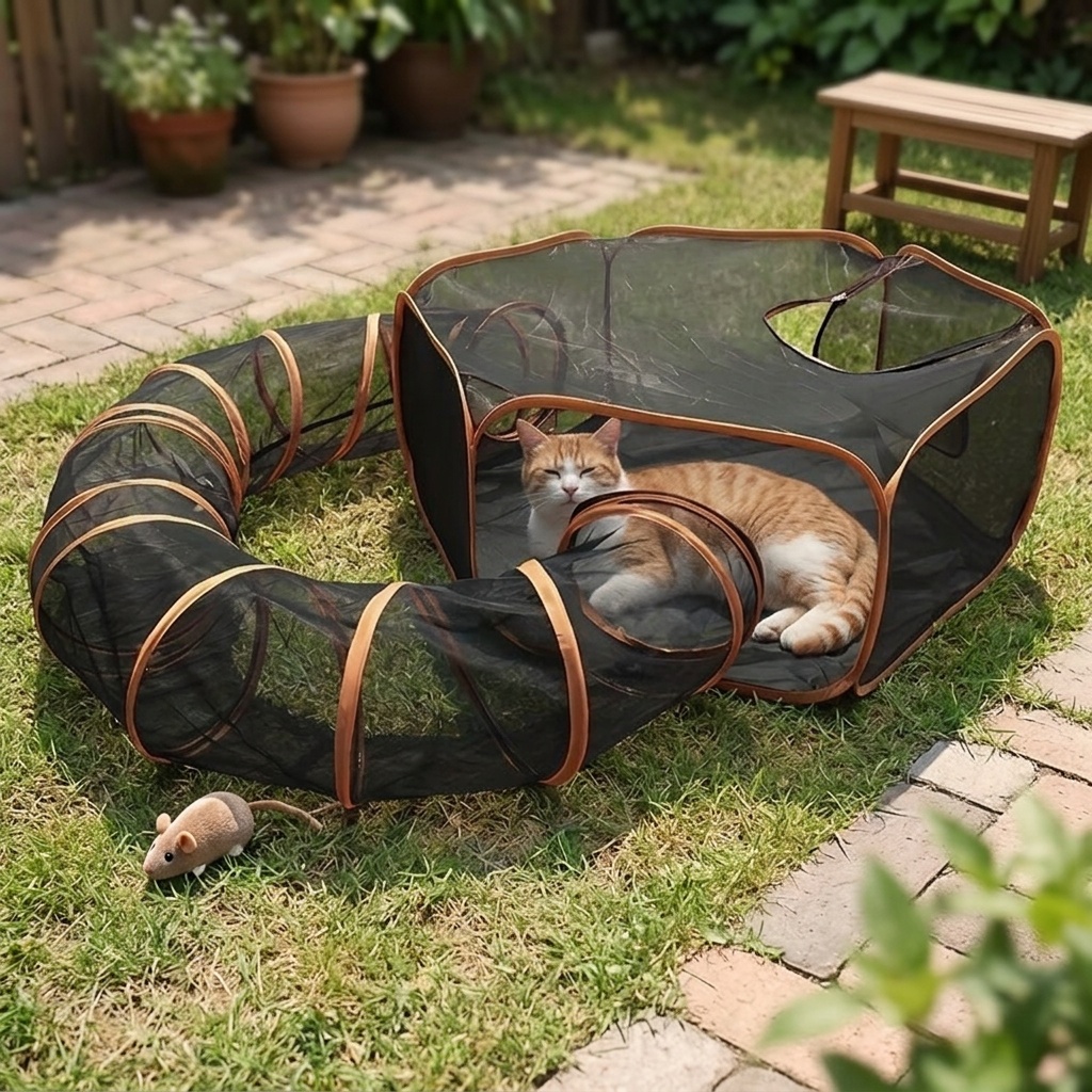 Modular Cat Playpen & Activity Tunnel Tent for Indoor/Outdoor Use