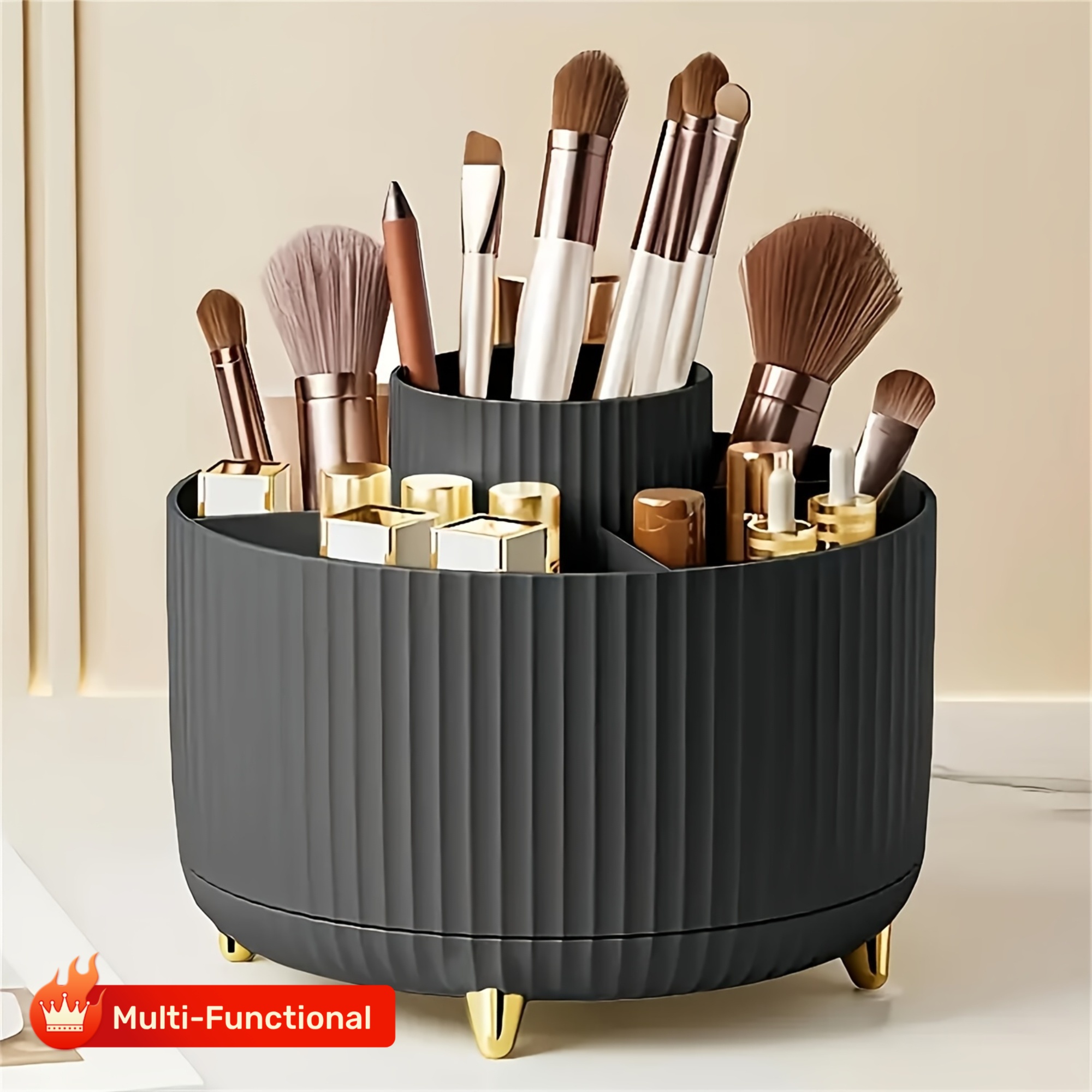 Scatola Portaoggetti Rotante a 360° - Organizzatore Cosmetico in Plastica con 5 Scomparti