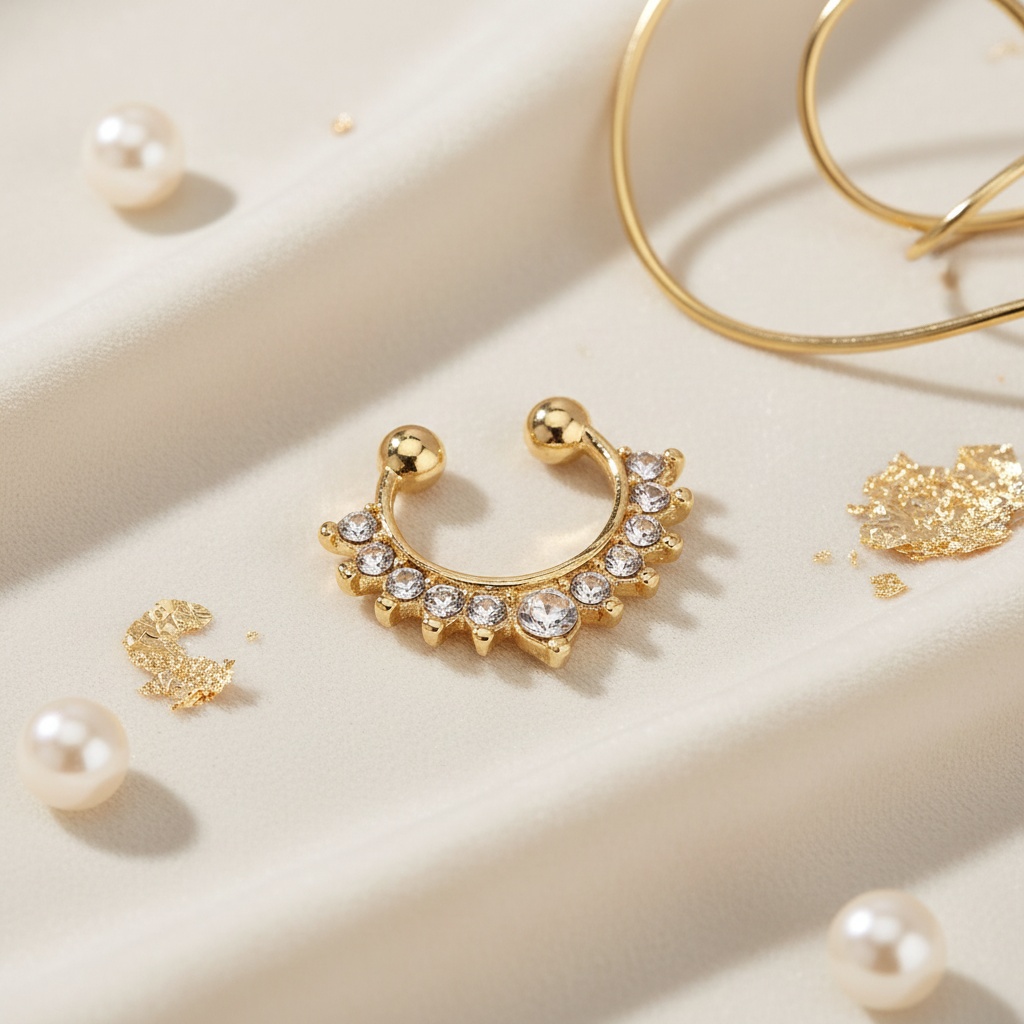 Fashionable Synthetic Zirconia Crystal Fake Nose Ring