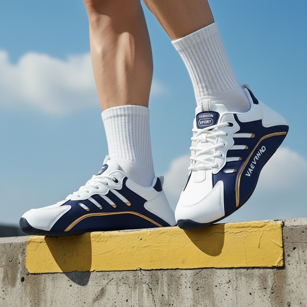 Men's Wide Size Low-Top Lace-Up Casual Sneakers