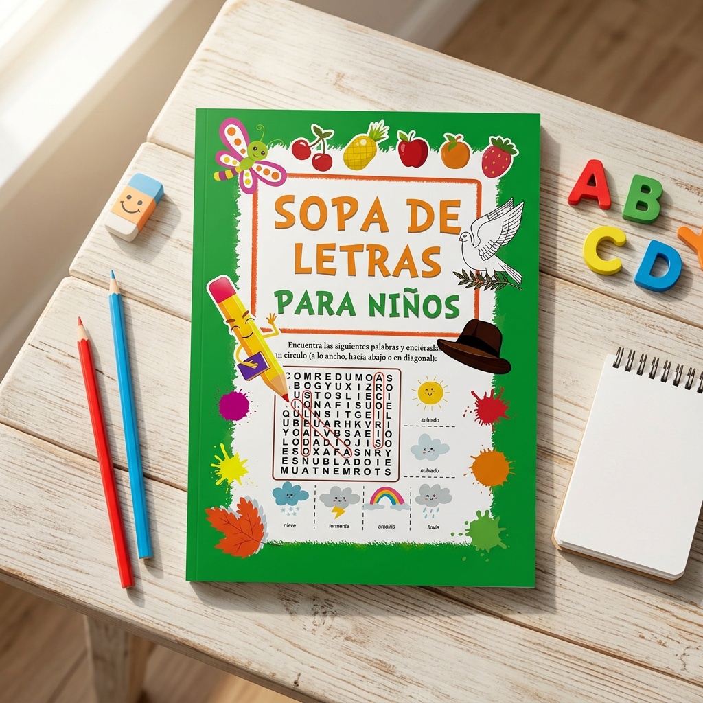 Spanish Vocabulary Word Search Workbook for Kids