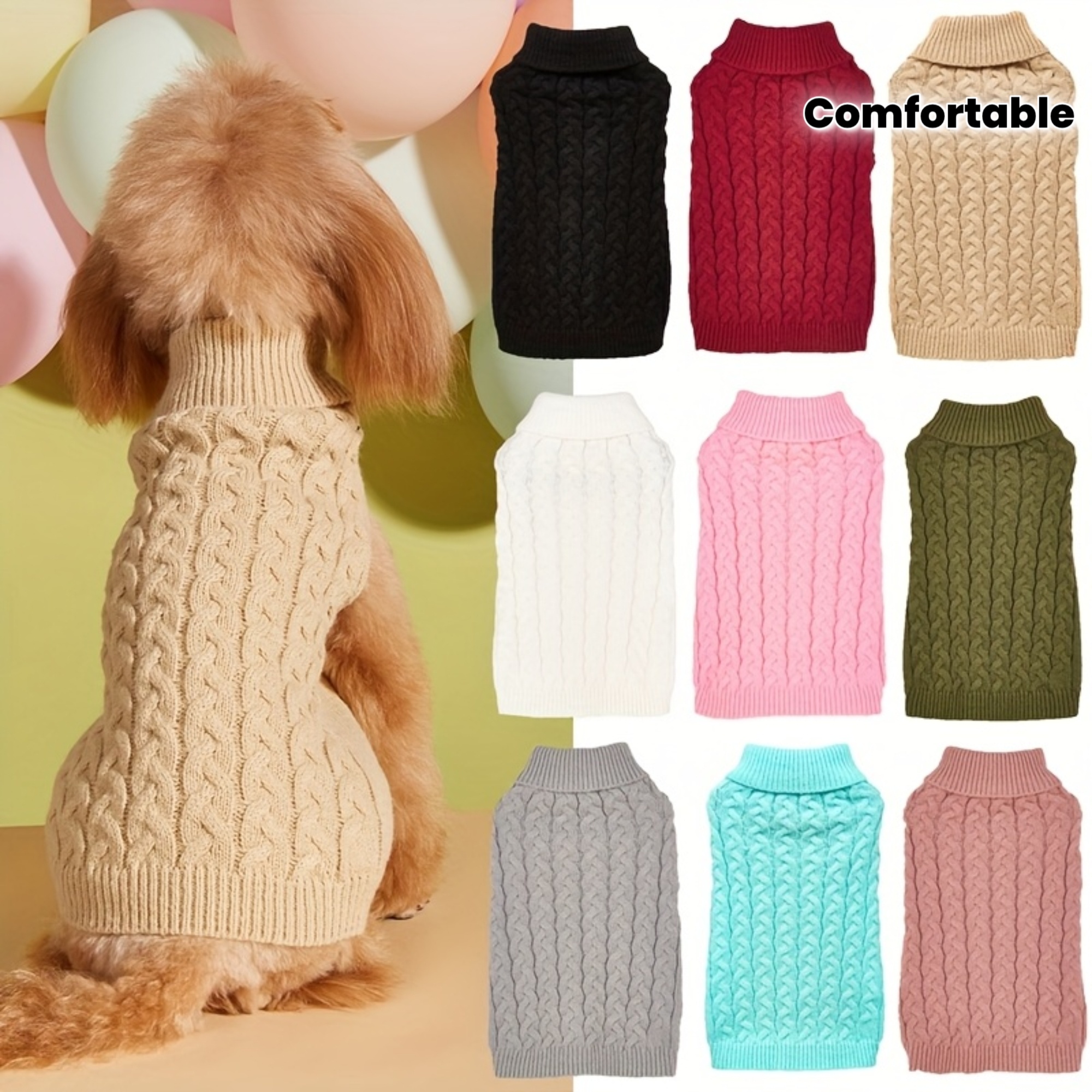cross border   leg casual elastic solid color multi style full twist knit comfortable teddy bichon dog sweater Product details 1