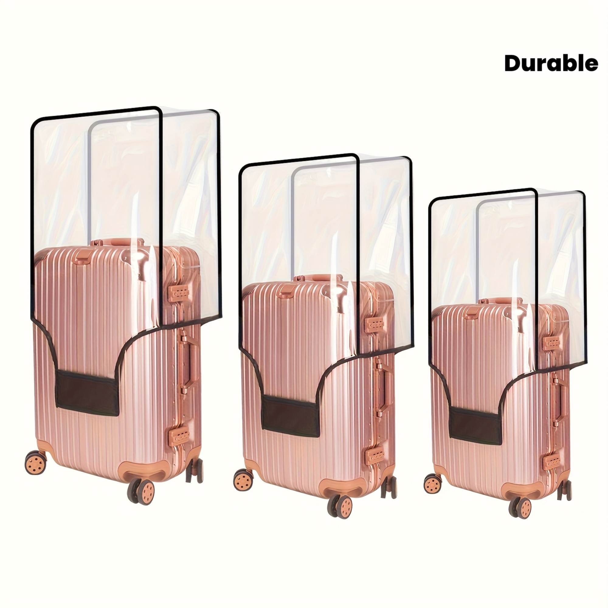 3-Pack Clear PVC Luggage Covers, Scratch-Resistant And Durable. Fits 20/24/28 Inch Suitcases, Reinforced Edge Design, Compatible with Multiple Sizes