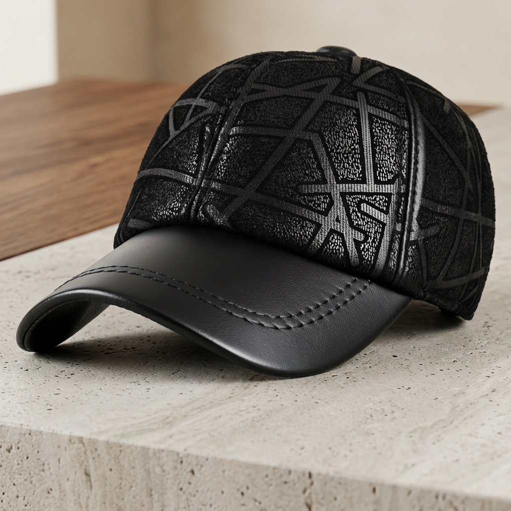 Men's Genuine Leather Baseball Cap, Soft Suede Style
