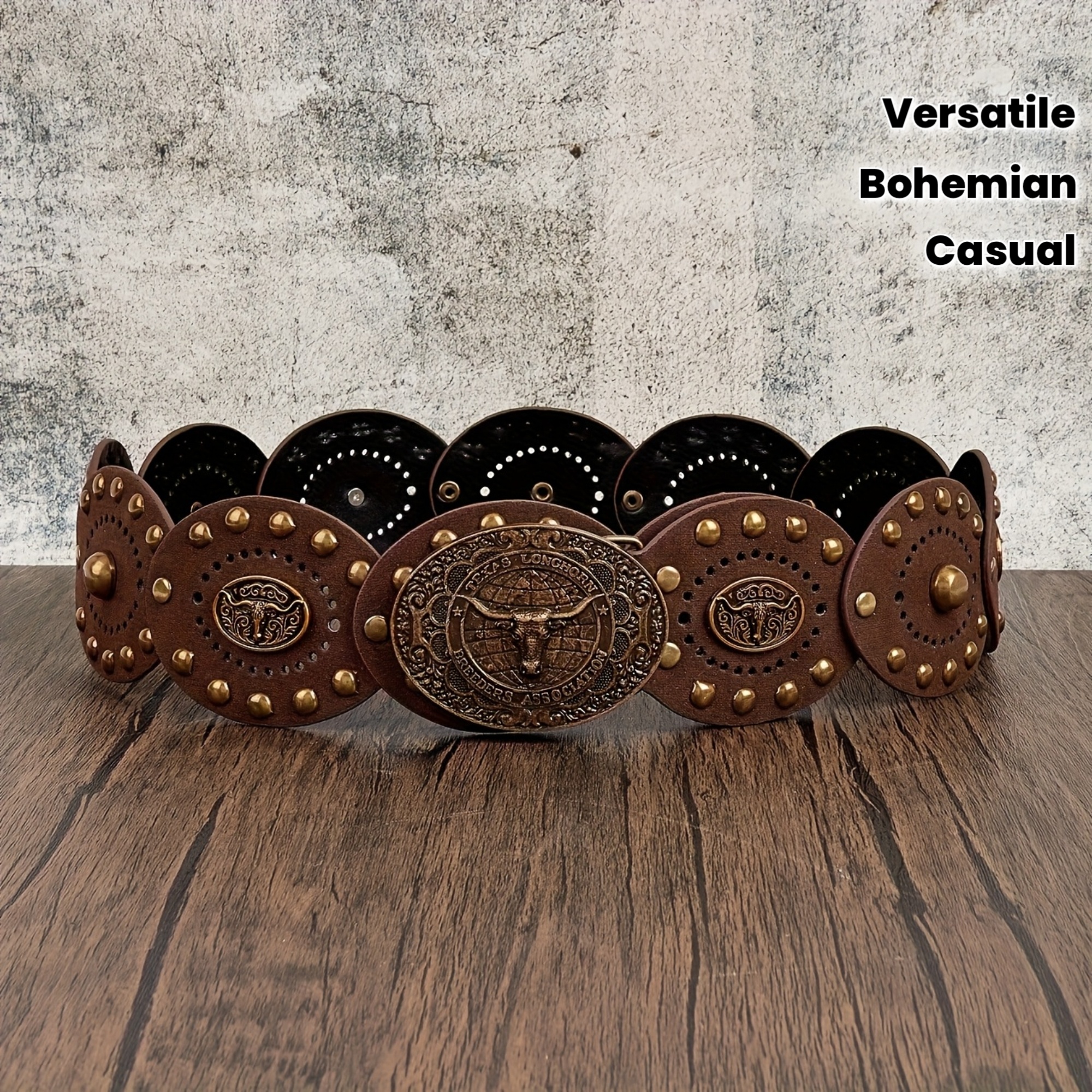 1pc ceinture large style western bohème femme marron en pu - Temu France