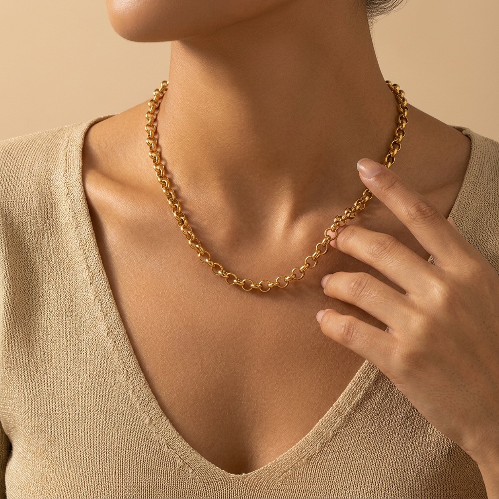 Vintage Round Link Chain Necklace