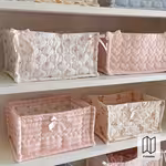 Cute Square Desktop Storage Basket - Large-Capacity Ins-Style Multifunctional Organizer Box, Foldable Sundries Storage Basket for Office, Bathroom, Kitchen, Bedroom OrganizationOpen in new tab.