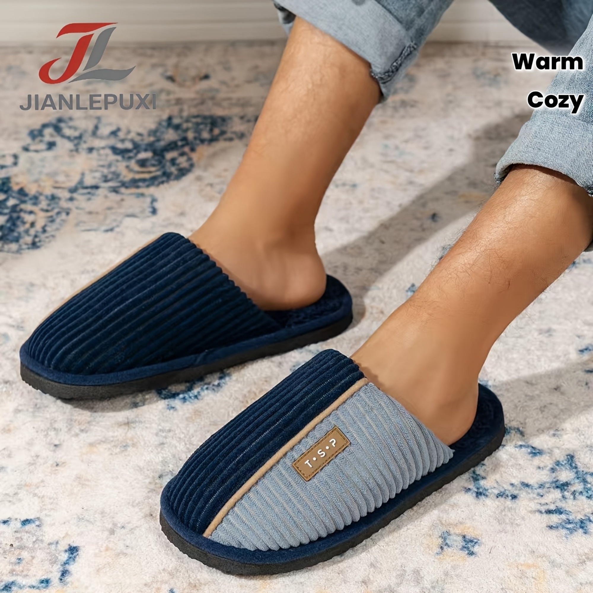Fashionable New Couple Style Silent Comfortable Slippers, Corduroy Fleece Slides, Home Soft Sole Warm Quiet Shoes
