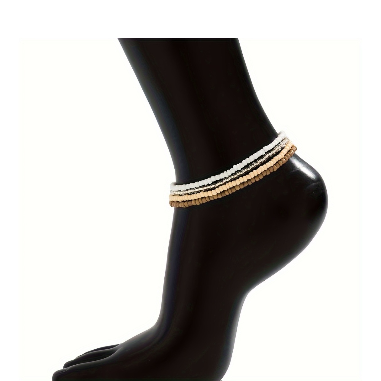 Summer Beach Elastic Rice Bead Anklets for Women, Colourful Accessory
