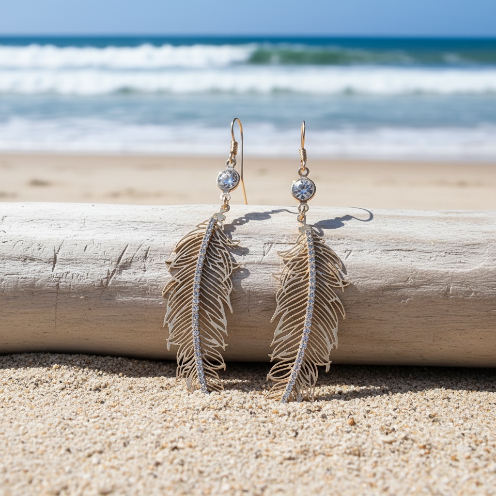 Women's S925 Pure Silvery Long Feather Earrings — Wedding Engagement