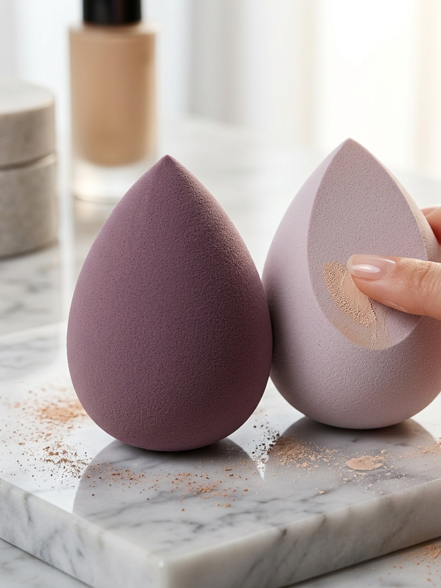 2pcs Multicolor Latex-Free Makeup Sponges for Wet and Dry Use