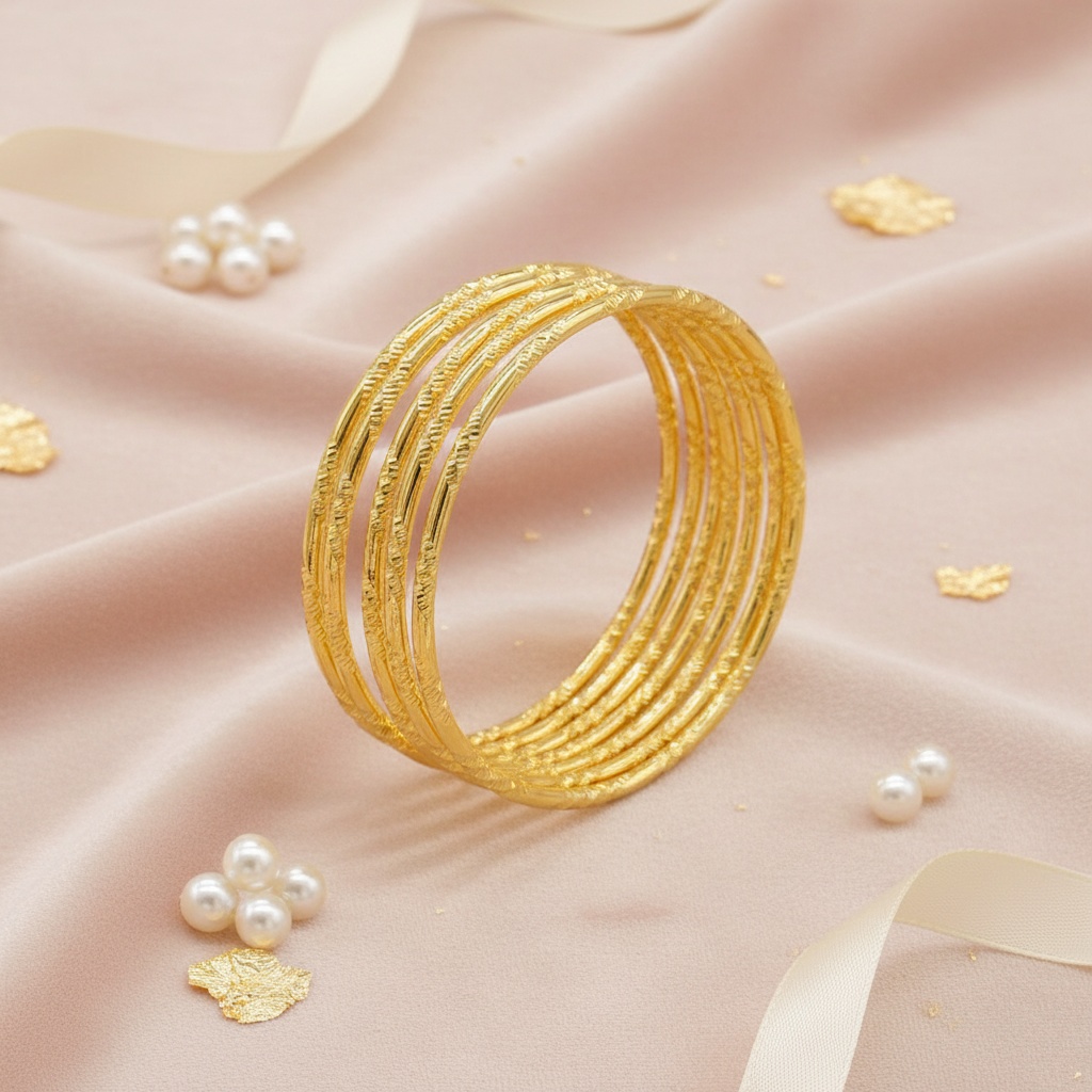 6-Pack Middle Eastern Style Laser-Patterned Bangle Bracelets